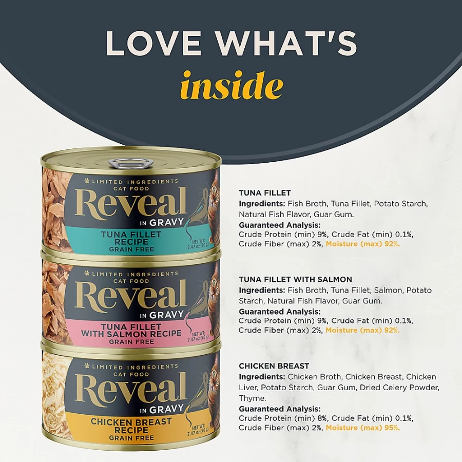 PetSmart Reveal Grain-Free Limited Ingredient Wet Cat Food for All Life Stages - 2.47oz Pouch (12-Pack)