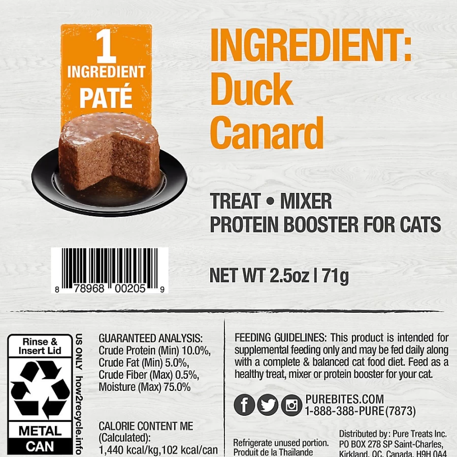 PetSmart PureBites Grain-Free Natural Wet Cat Food Pate, 2.5oz - Delicious & Healthy Feline Meal