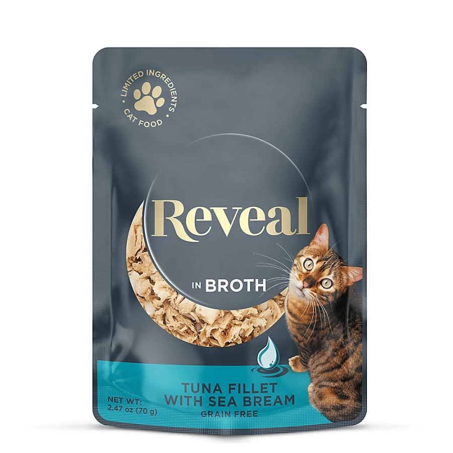 PetSmart Reveal Grain-Free Limited Ingredient Cat Wet Food in Broth - 2.47 oz Pouch, Natural Protein Source