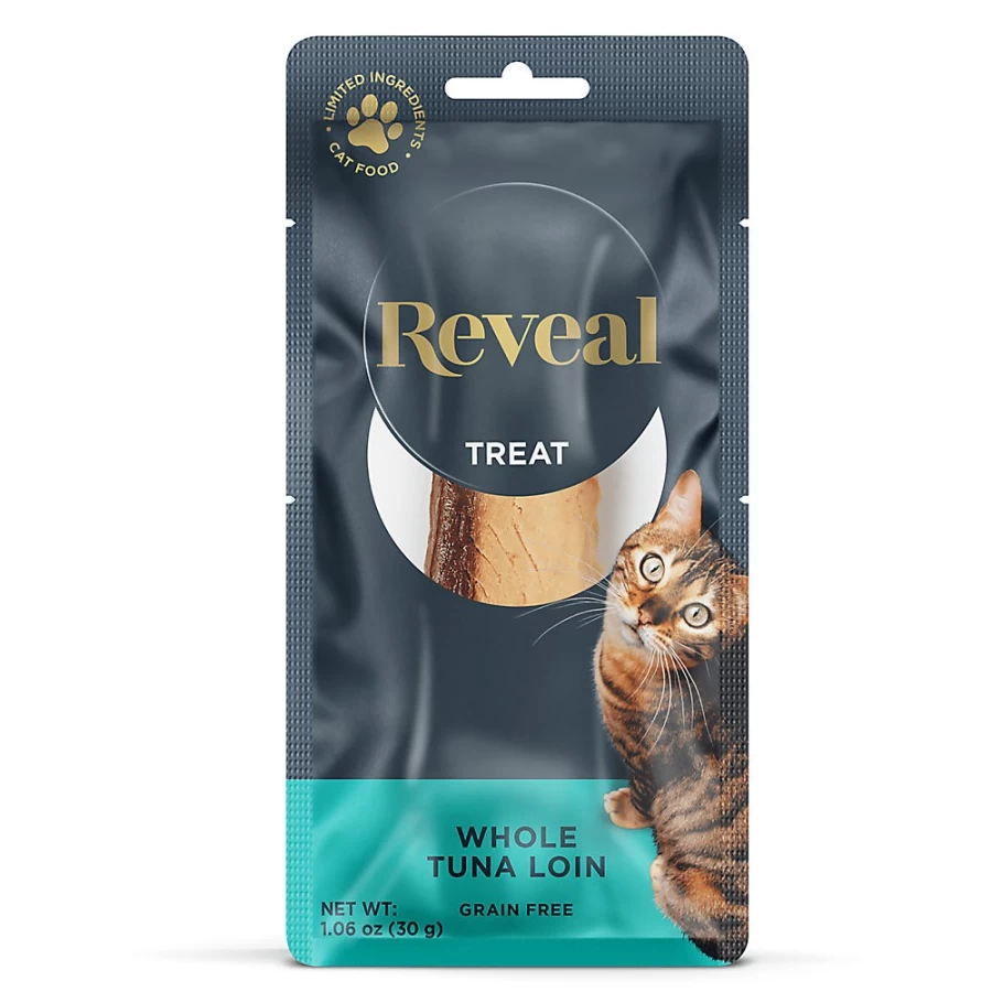 "PetSmart Grain-Free Reveal Whole Tuna Loin Cat Treats for Healthy Feline Snacking"