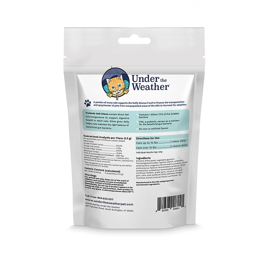 PetSmart Under the Weather Probiotic Soft Chews for Cats - Digestive Health Supplement, 60 Count