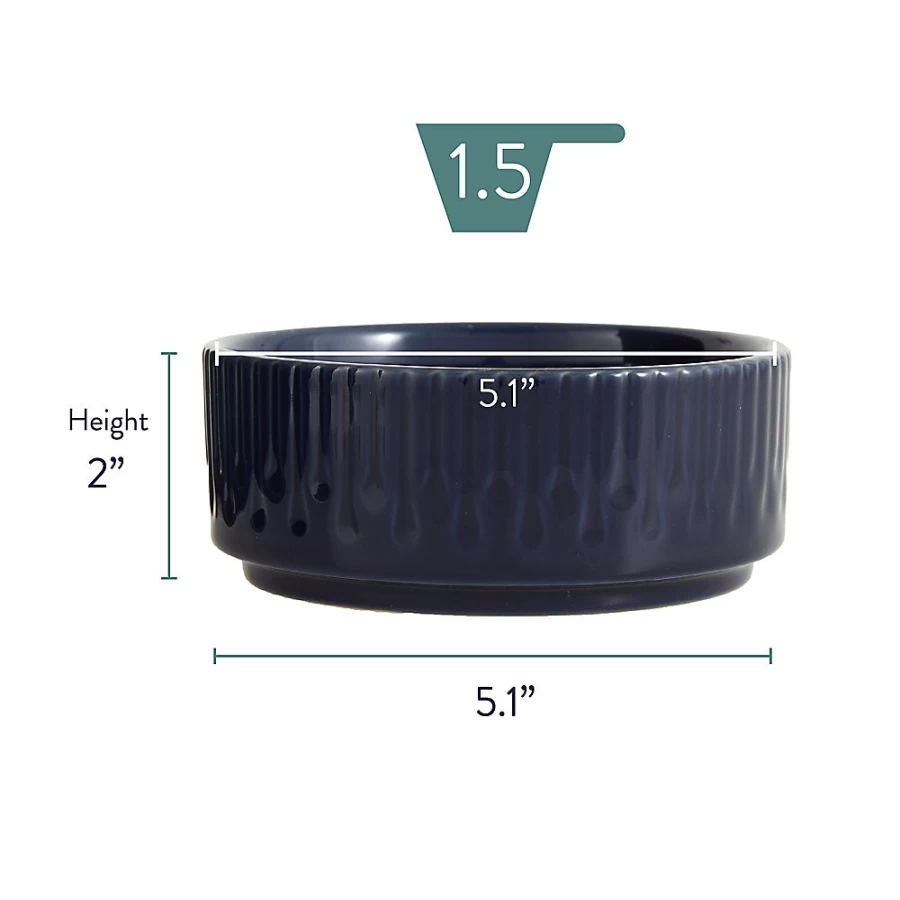 PetSmart Boho Ceramic Cat Bowl - 1.5 Cup Whisker City Design for Stylish Pet Feeding