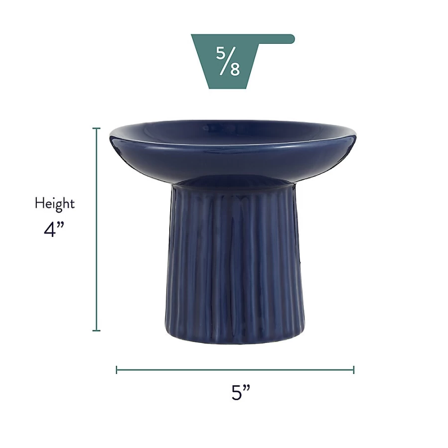 PetSmart Boho Navy Raised Cat Food Saucer Bowl, 0.5 Cup Capacity, Whisker City Elevated Pet Dish