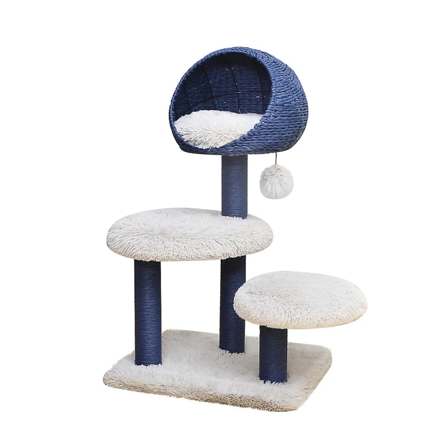 PetSmart Galaxy Blue Cat Tree for Large Cats, 40-Inch Tall with Scratching Posts & Perches, White & Blue Pet Furniture