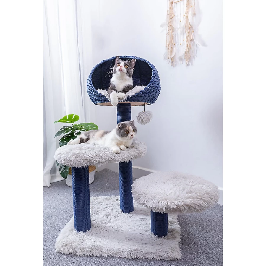 PetSmart Galaxy Blue Cat Tree for Large Cats, 40-Inch Tall with Scratching Posts & Perches, White & Blue Pet Furniture