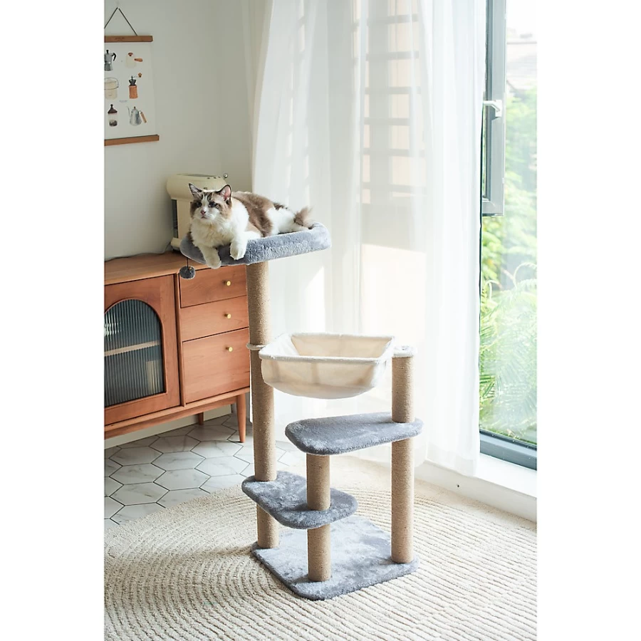 PetSmart Catry 43-inch Beige Cat Tree with Perches and Scratching Posts for Indoor Cats