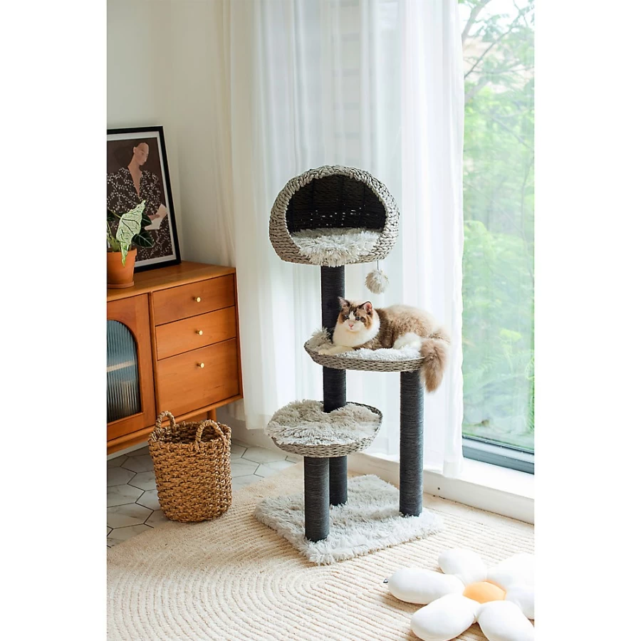 PetSmart Tundra Cat Tree for Large Cats - 50-Inch Tall Scratching Post with Perches, Grey
