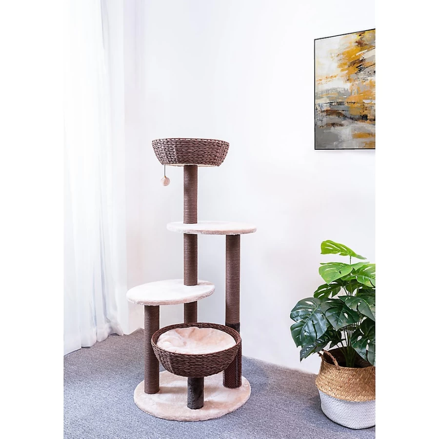 PetSmart 49-inch Pharaoh Cat Tree for Large Cats - Brown Pet Condo with Scratching Posts & Perches