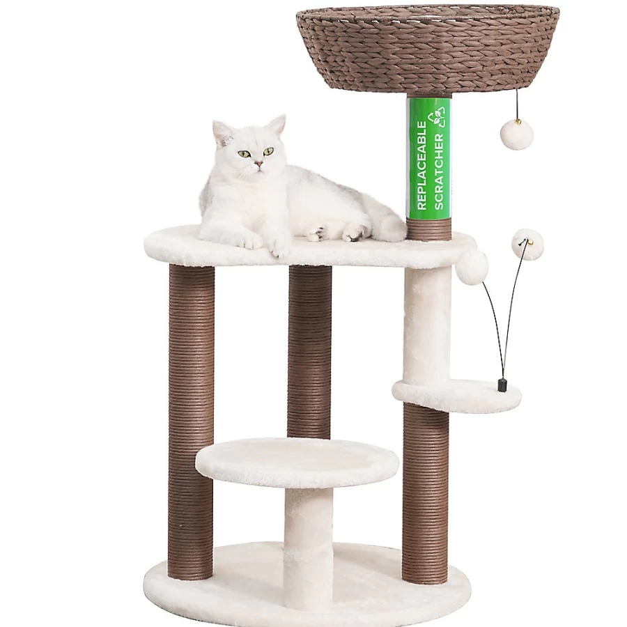 PetSmart 36-inch Quartz Brown and White Cat Tree for Indoor Cats - PetPals Collection