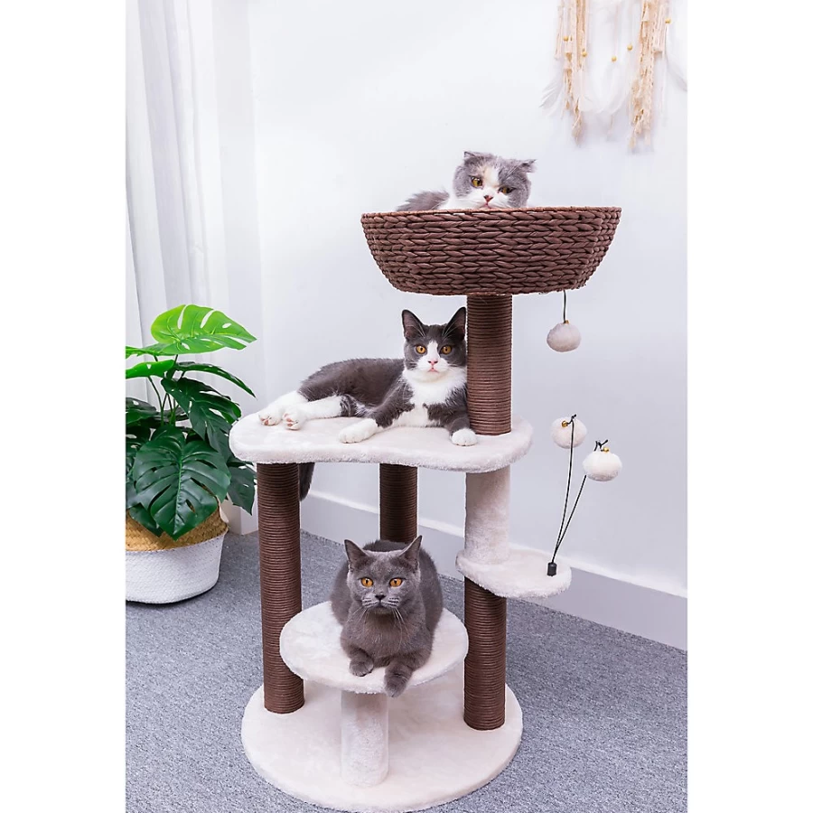 PetSmart 36-inch Quartz Brown and White Cat Tree for Indoor Cats - PetPals Collection