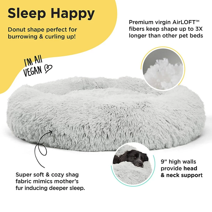 PetSmart Sheri Best Friends Original Calming Shag Fur Donut Cat & Dog Bed - Cozy Cuddler Pet Bed