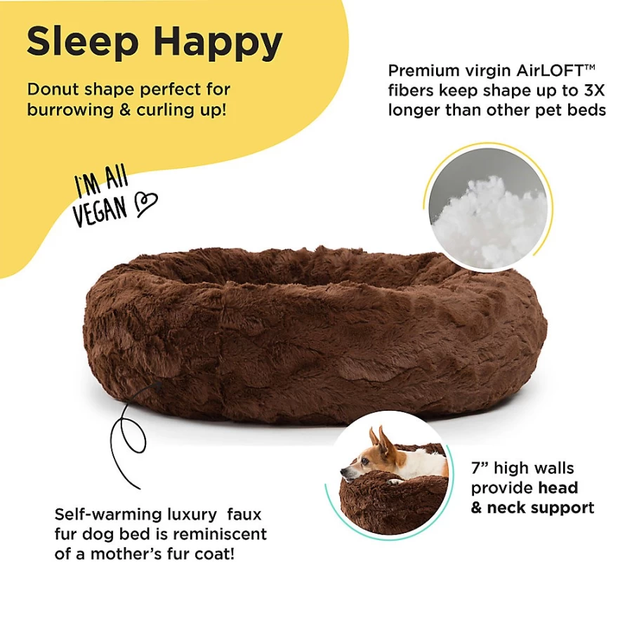 PetSmart Sheri Best Friends Calming Luxe Fur Donut Cat & Dog Bed for Anxiety Relief