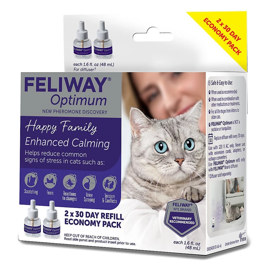Feliway Optimum Enhanced Calming Refill 48mL (2 Pack) - Anxiety Relief for Cats - PetSmart