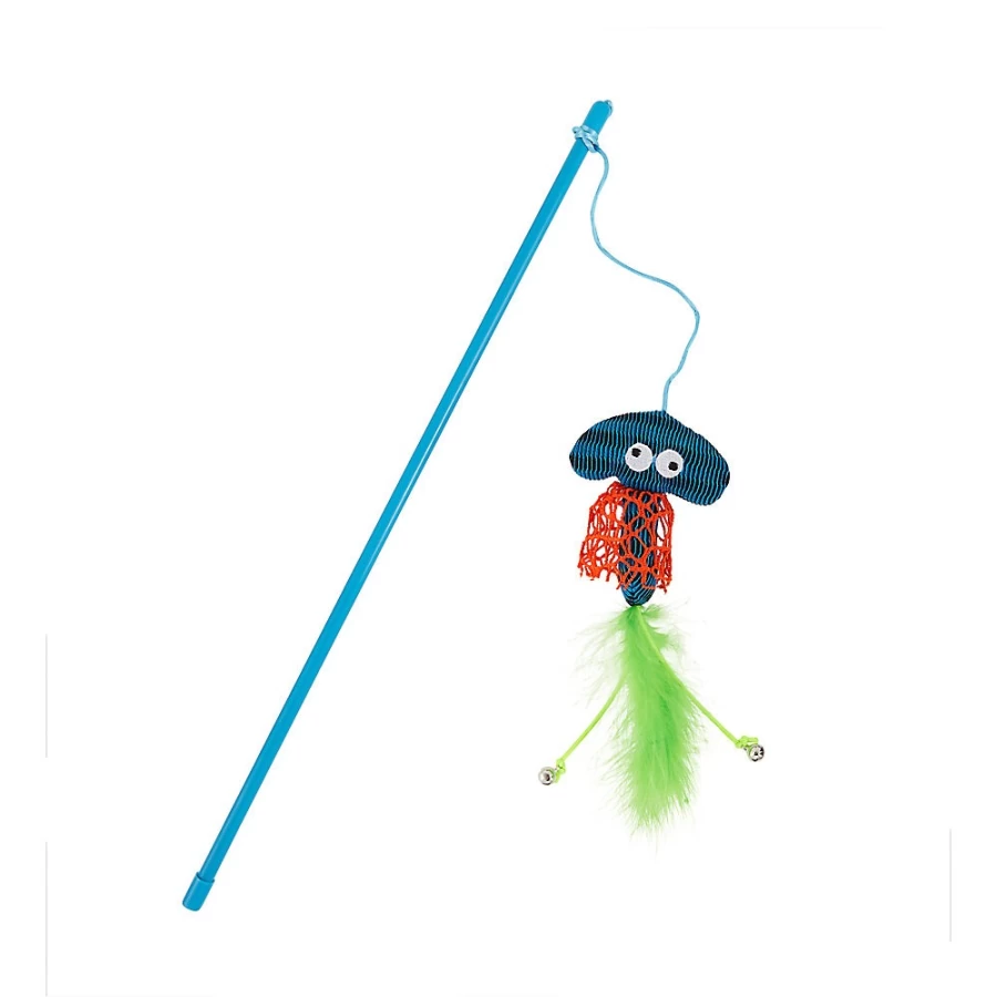 PetSmart Whisker City Interactive Jelly Fish Teaser Toy for Cats – Fun Feather Wand Play