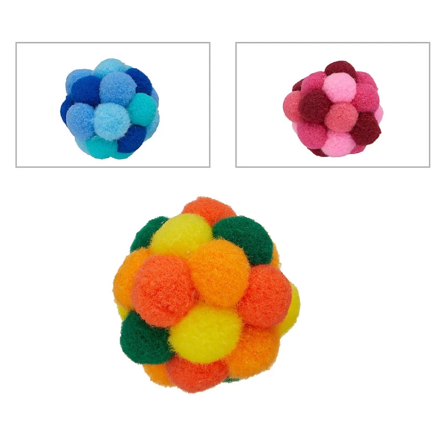 PetSmart Whisker Colorful Pom Pom Ball Cat Toy - Assorted Colors for Playful Kittens