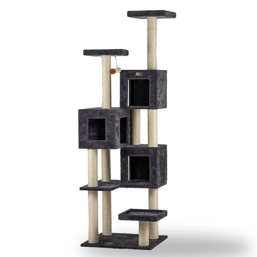 PetSmart Armarkat 80-inch Dark Gray Wooden Cat Tower with Condos for Multiple Cats