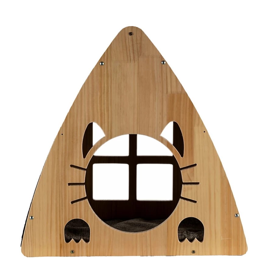 PetSmart Armarkat 22-inch Solid Wood Triangular Cat Condo - Natural Real Wood Cat Tree for Indoor Cats