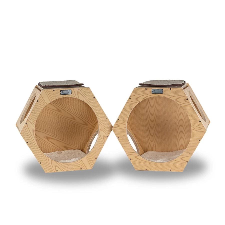 PetSmart Armarkat Set of 2 Natural Wood Wall-Mounted Cat Perches for Climbing and Play