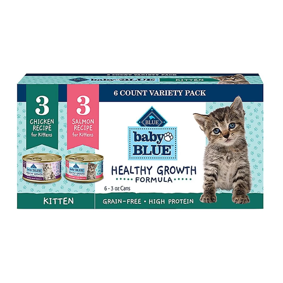 PetSmart Blue Buffalo Baby BLUE Kitten Wet Cat Food Variety Pack - Chicken & Salmon, 6 Cans