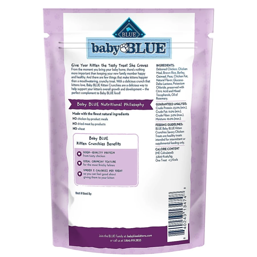 PetSmart Blue Buffalo Baby BLUE Kitten Crunchies Chicken Cat Treats for Healthy Growth