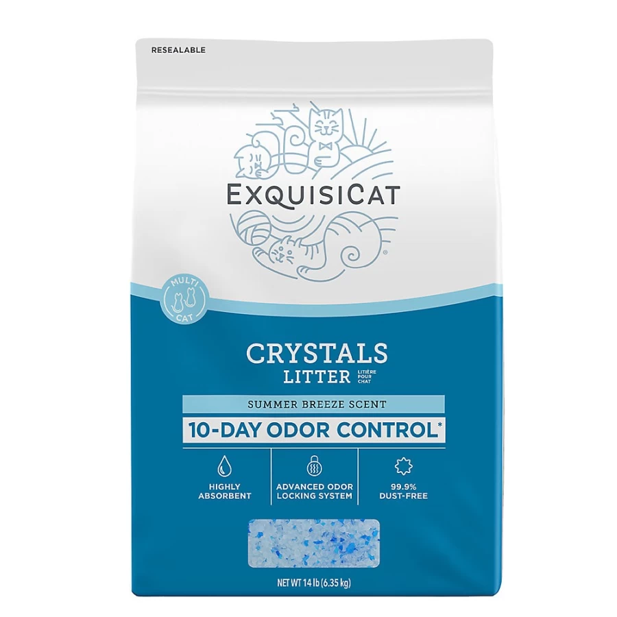 PetSmart ExquisiCat Crystals Multi-Cat Silica Gel Litter - Summer Breeze Scented, Low Dust, Clumping, Odor Control