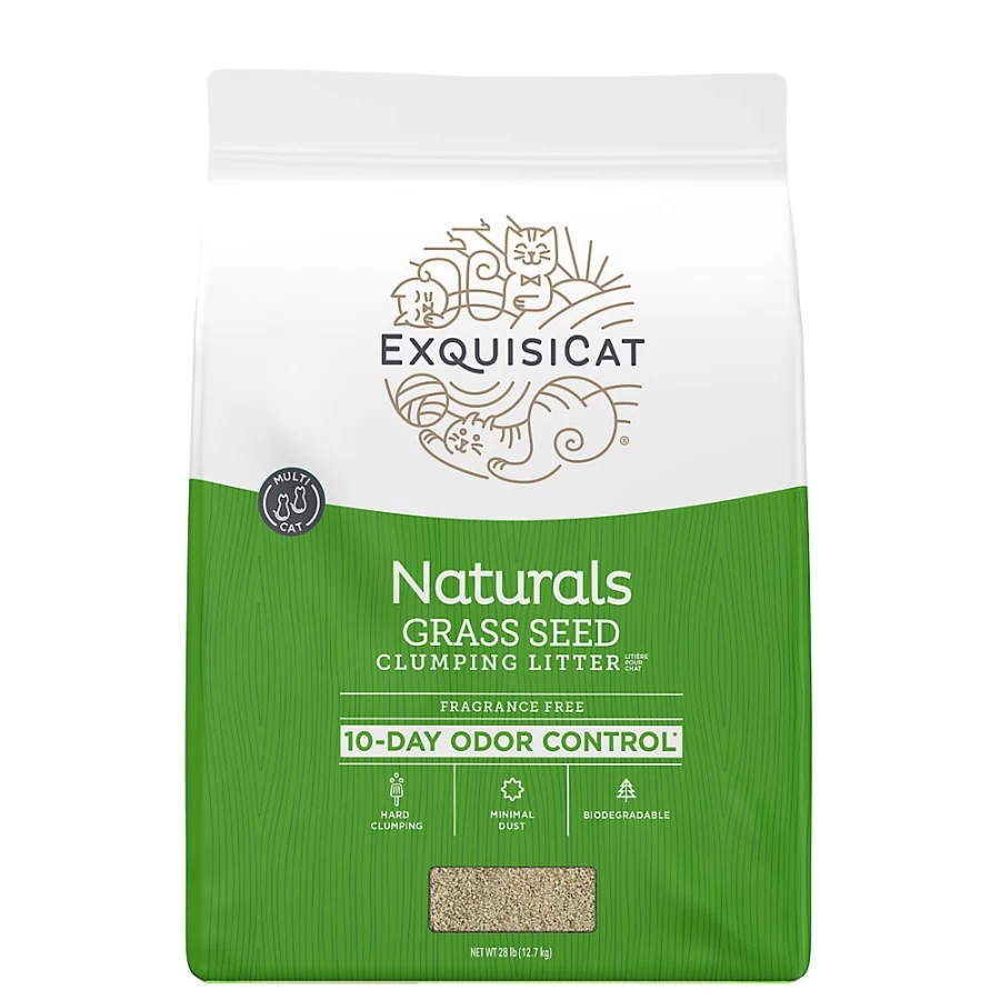 ExquisiCat Naturals Multi-Cat Clumping Grass Seed Litter - Unscented, Low Dust, Natural Cat Litter by PetSmart