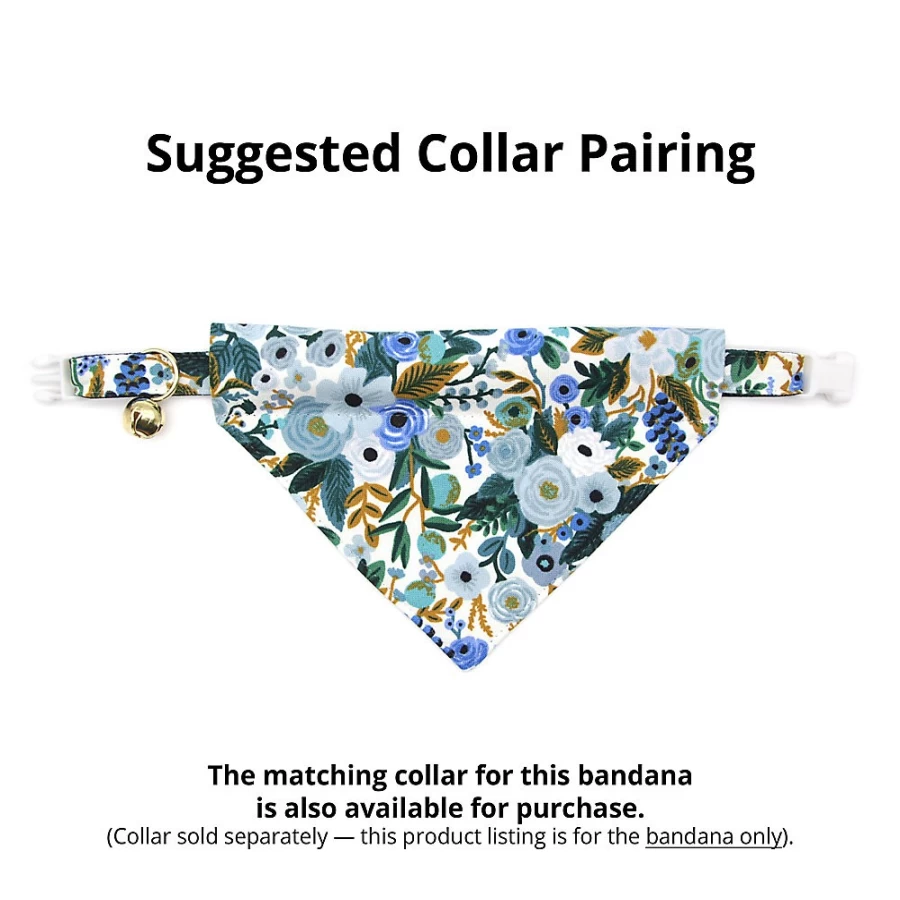 PetSmart Indigo Floral Slide-On Cat Bandana - Made By Cleo Garden Design