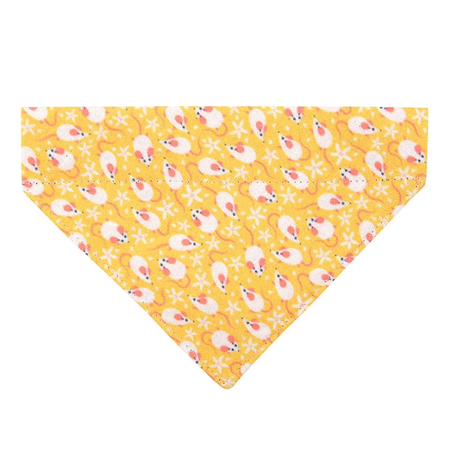 PetSmart Goldenrod Cat Bandana - Made By Cleo Mouse Mayhem Slide-On Design for Cats