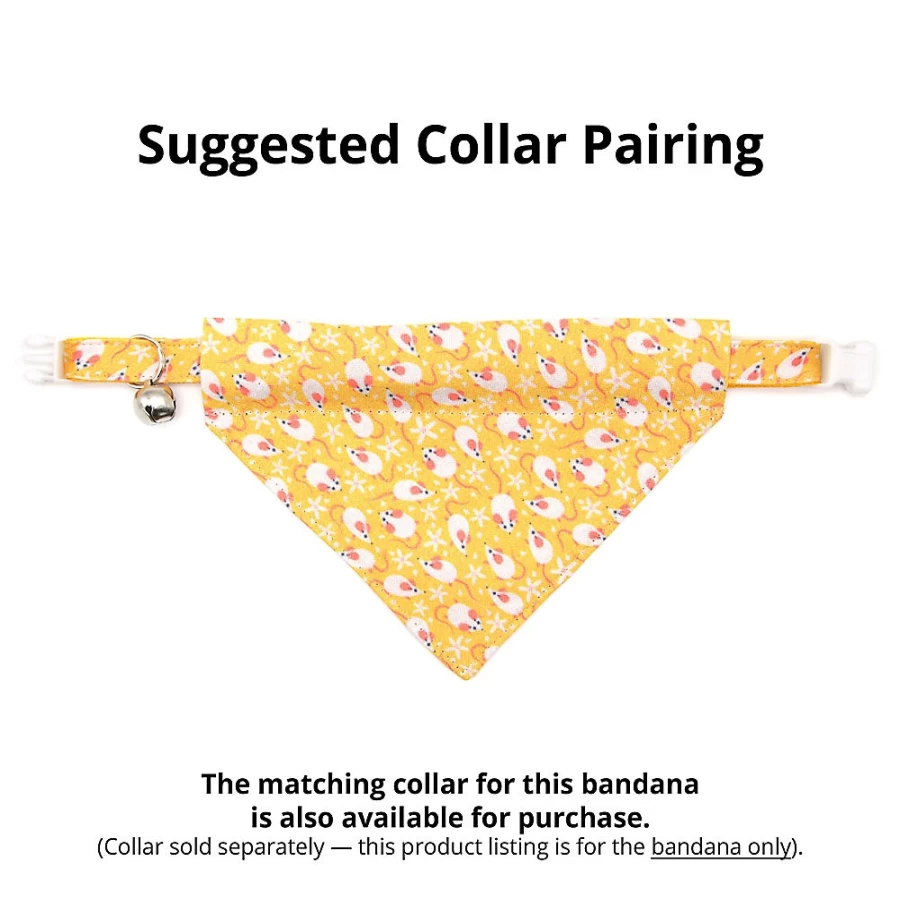 PetSmart Goldenrod Cat Bandana - Made By Cleo Mouse Mayhem Slide-On Design for Cats