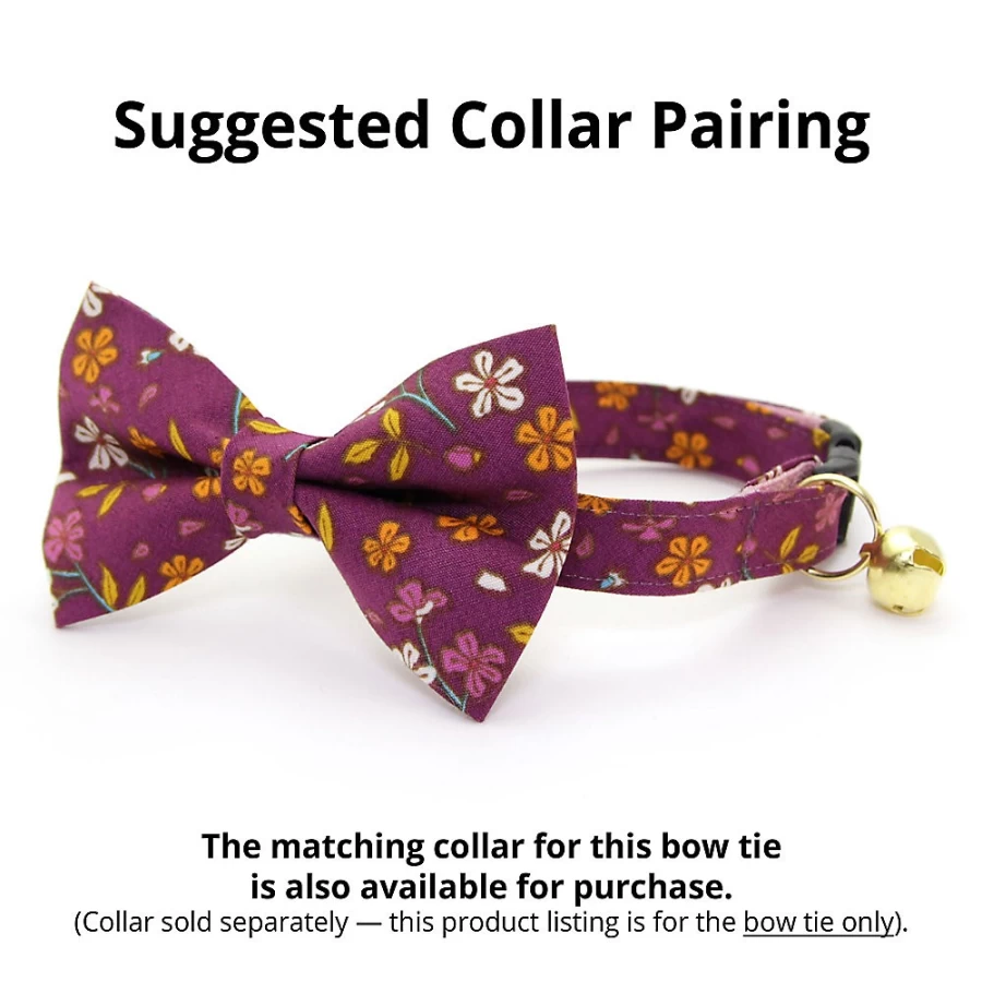 PetSmart Spiced Plum Floral Cat Bow Tie - Made By Cleo for Stylish Pets