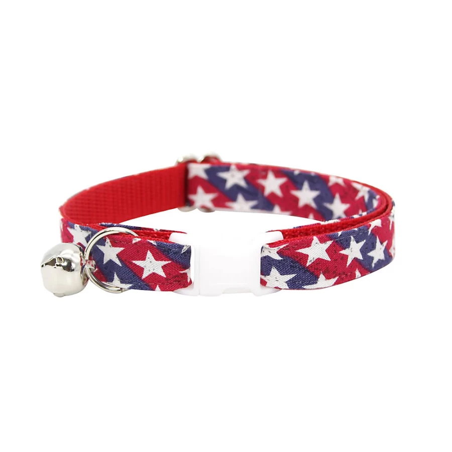 PetSmart Patriotic Americana Breakaway Cat Collar by Made By Cleo - Red, White & Blue Safety Collar