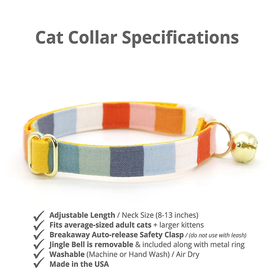 PetSmart Cleo Carousel Rainbow Breakaway Cat Collar - Safe Reflective Kitten Collar with Bell