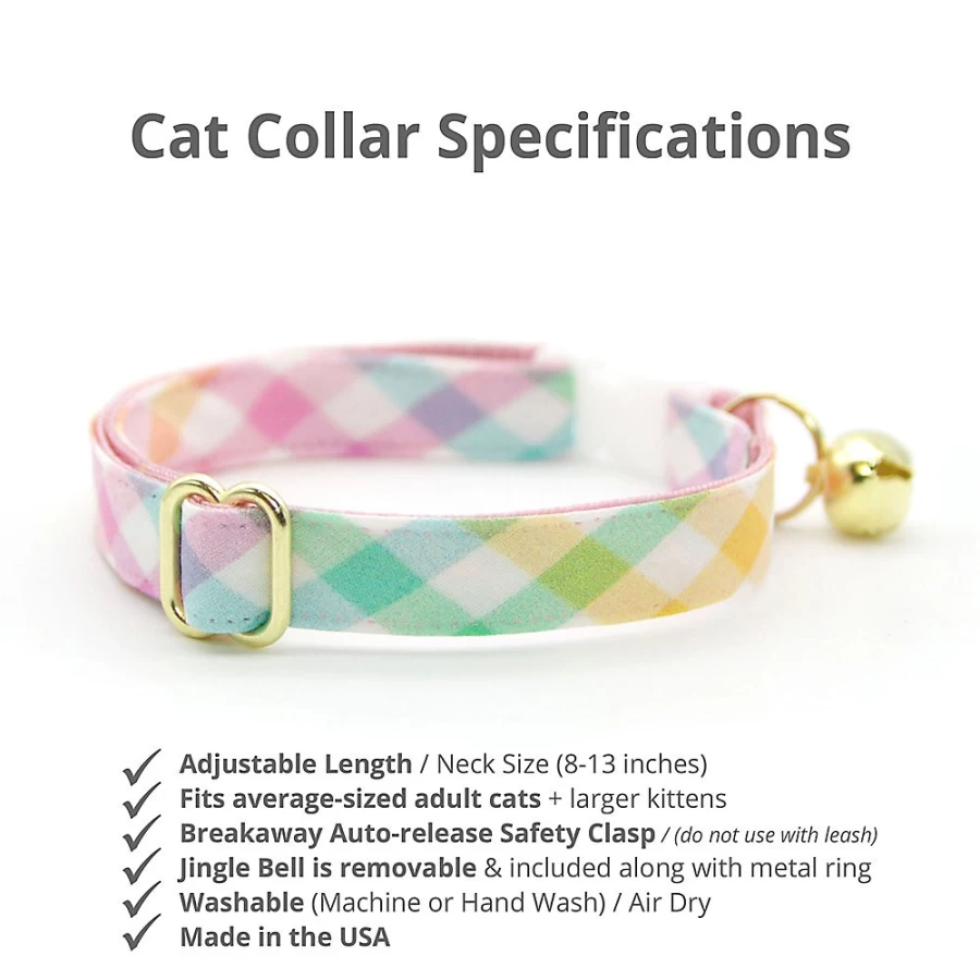 PetSmart Cleo Dawn Plaid Breakaway Cat Collar - Adjustable Safety Collar for Cats