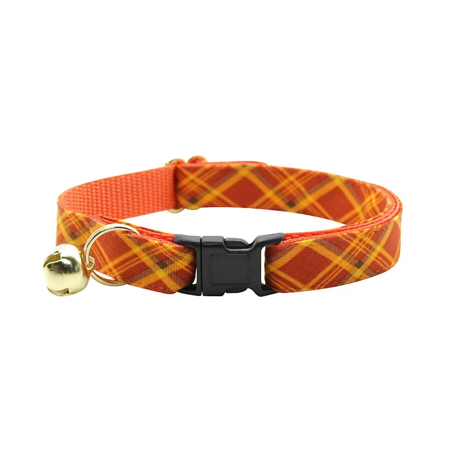 PetSmart Spiced Cider Plaid Breakaway Cat Collar by Made By Cleo - Adjustable Safety Collar for Cats