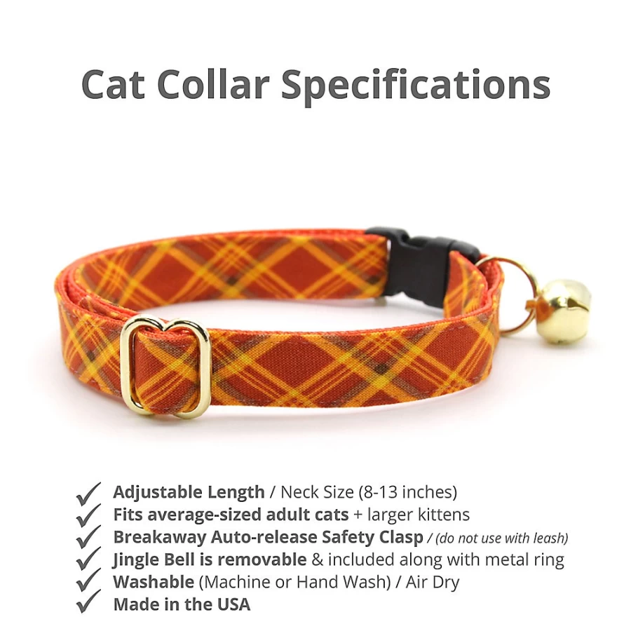 PetSmart Spiced Cider Plaid Breakaway Cat Collar by Made By Cleo - Adjustable Safety Collar for Cats