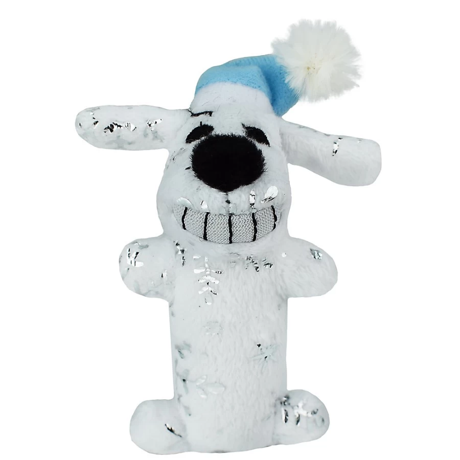PetSmart Multipet Holiday Bobo Cat Toy with Squeaker - Silver Snowflakes Design