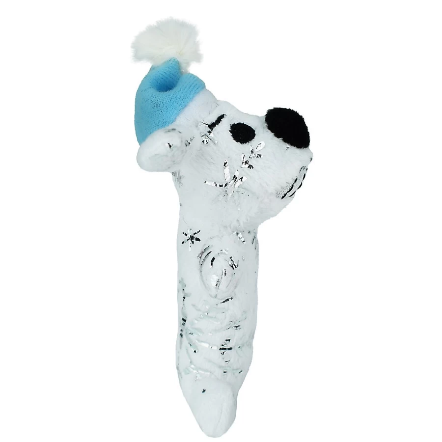 PetSmart Multipet Holiday Bobo Cat Toy with Squeaker & Silver Snowflakes - Festive Plush Plaything for Cats