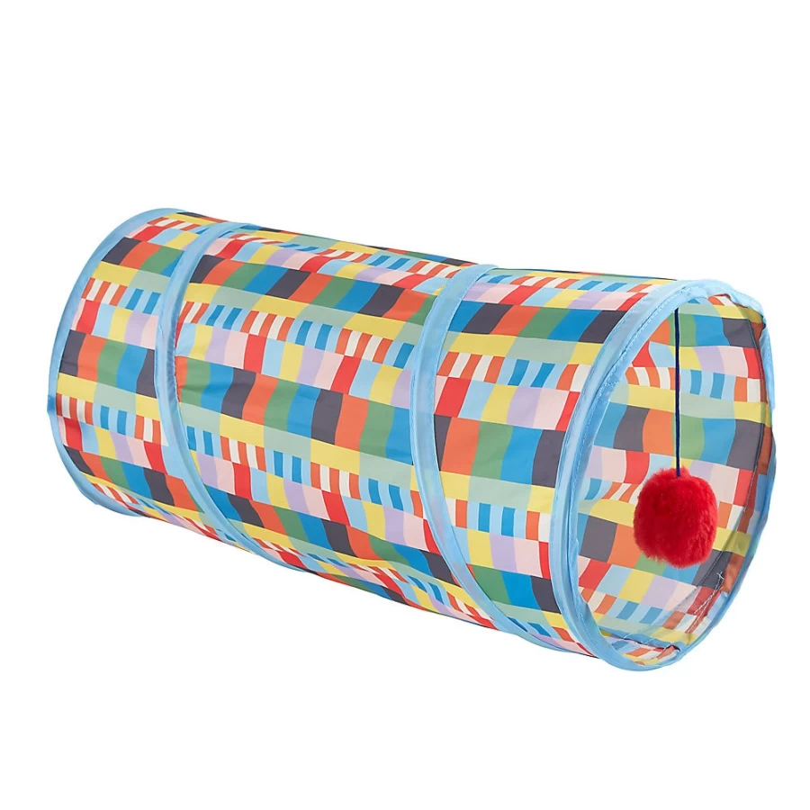PetSmart Whisker City Colorful Spring Print Cat Tunnel Toy - Pop-Open Play Tube for Cats