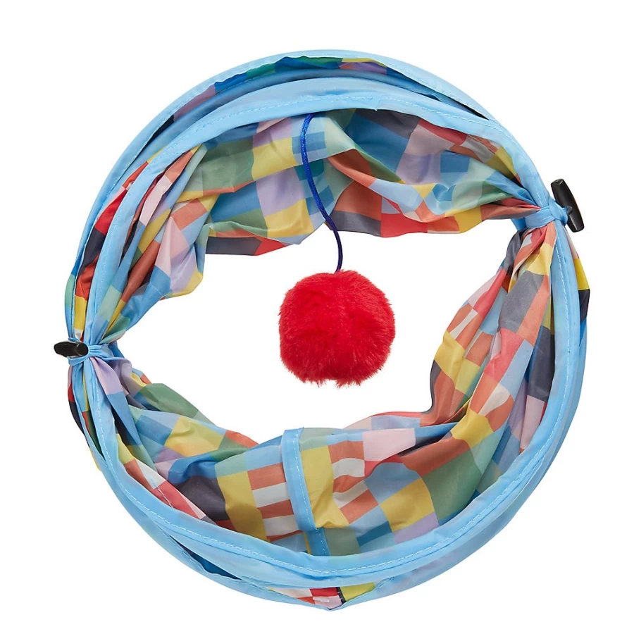 PetSmart Whisker City Colorful Spring Print Cat Tunnel Toy - Pop-Open Play Tube for Cats
