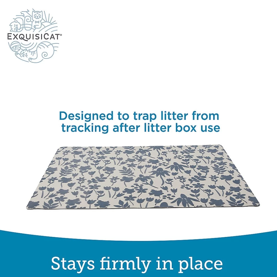 PetSmart ExquisiCat Flower Microfiber Cat Litter Mat - Non-Slip, Washable, Traps Litter for Clean Floors