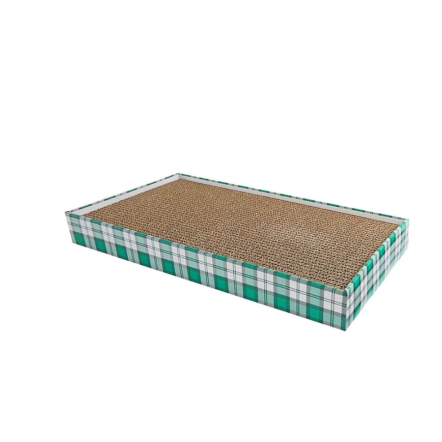 PetSmart Whisker City Green Plaid Cat Scratcher - Double-Wide St. Patrick's Day Cat Bed & Scratching Post