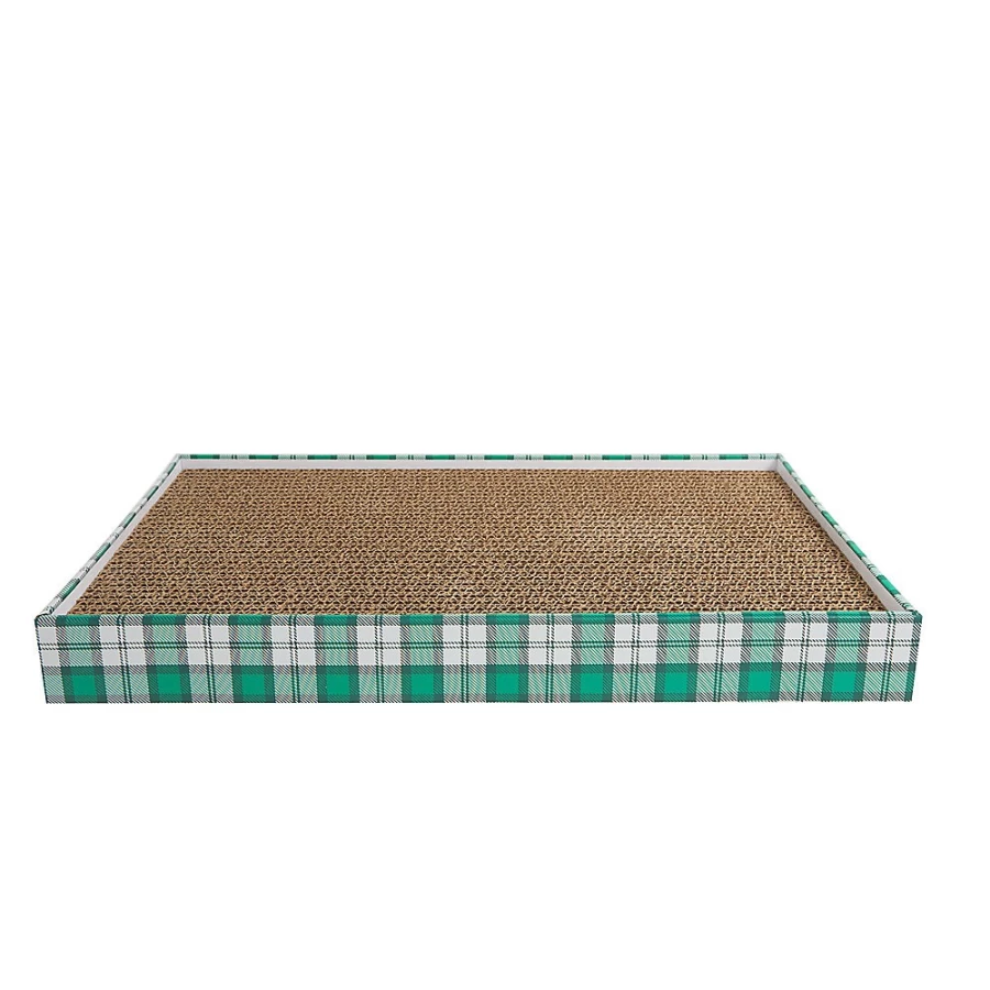 PetSmart Whisker City Green Plaid Cat Scratcher - Double-Wide St. Patrick's Day Cat Bed & Scratching Post