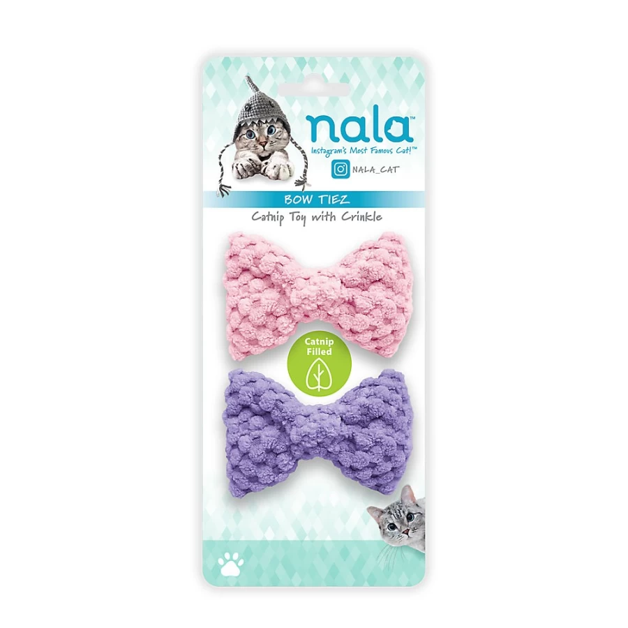 PetSmart Nala Cat Bow Tie Catnip Toys - 2 Pack Crinkle Cat Toys for Play & Fun