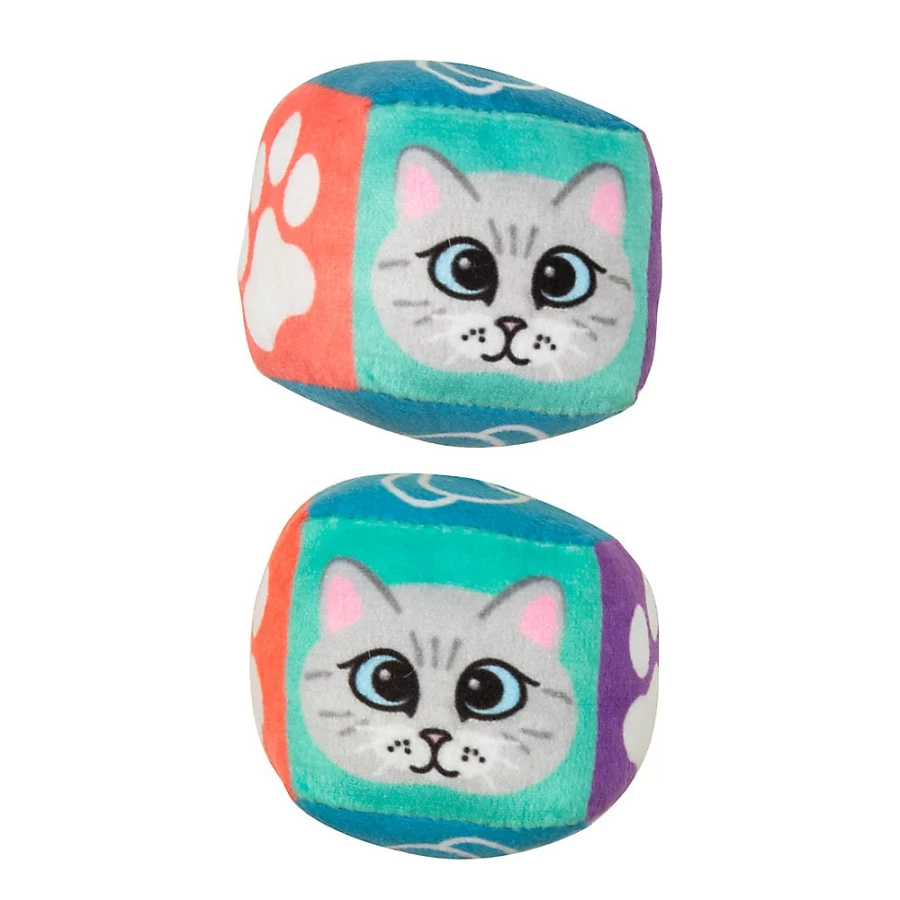 PetSmart Nala Cat Plush Toy with Catnip & Safety Bell - Soft Cube for Cats, 2-Pack Kitty Play Set