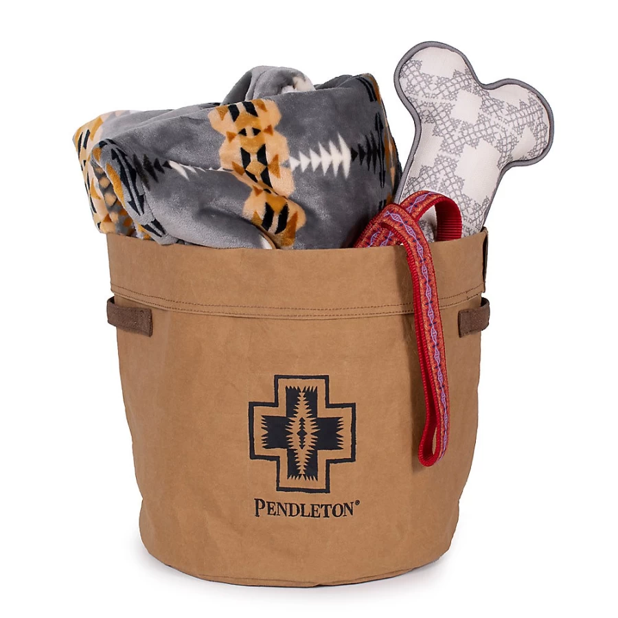 PetSmart Washable Brown Pendleton Toy Bucket for Pets