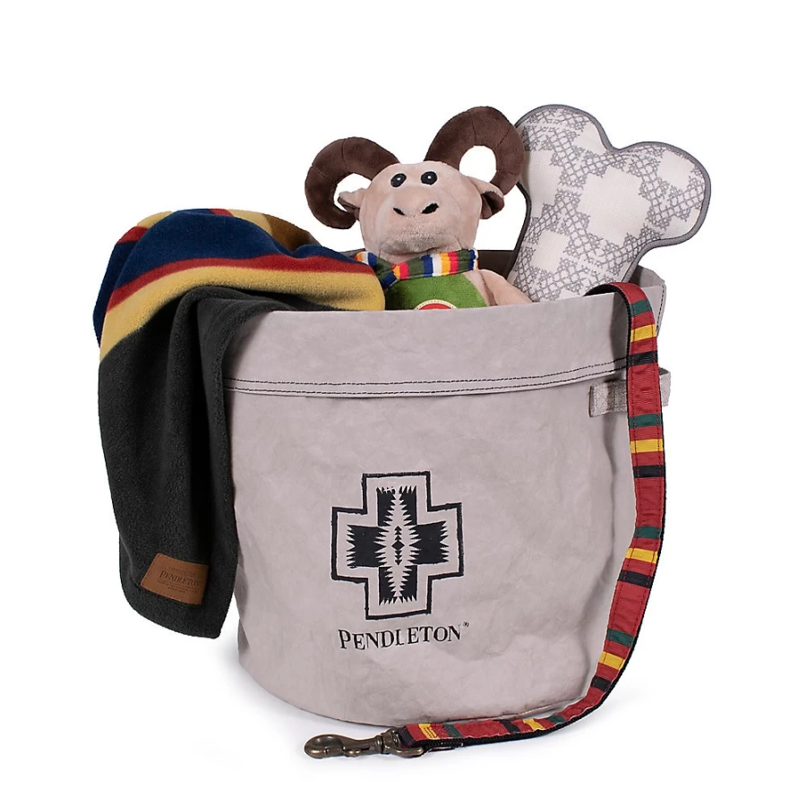 PetSmart Washable Grey Pendleton Toy Bucket for Pets