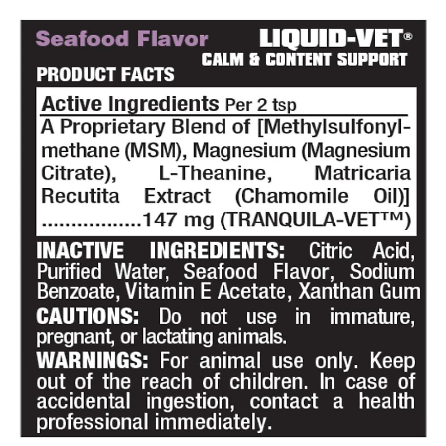 PetSmart Liquid-Vet Feline Calm Cat Supplement - Seafood Flavor Stress Relief for Cats