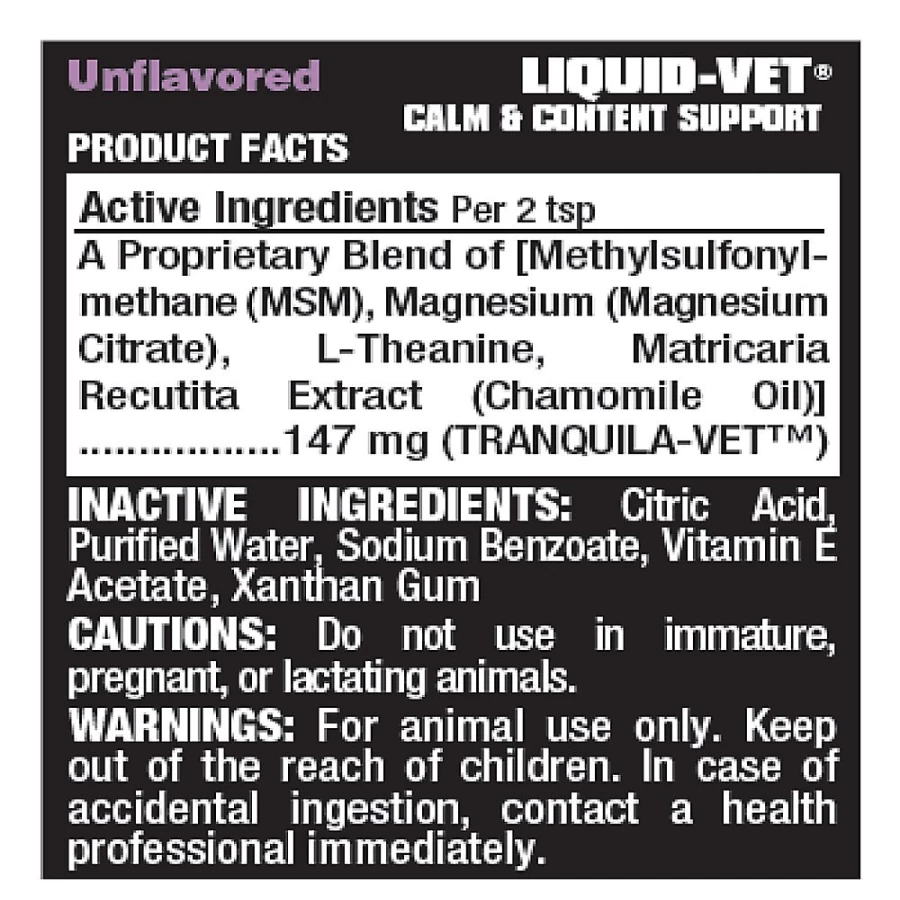 PetSmart Liquid-Vet Feline CalmContent Cat Formula - Unflavored Stress Relief for Cats