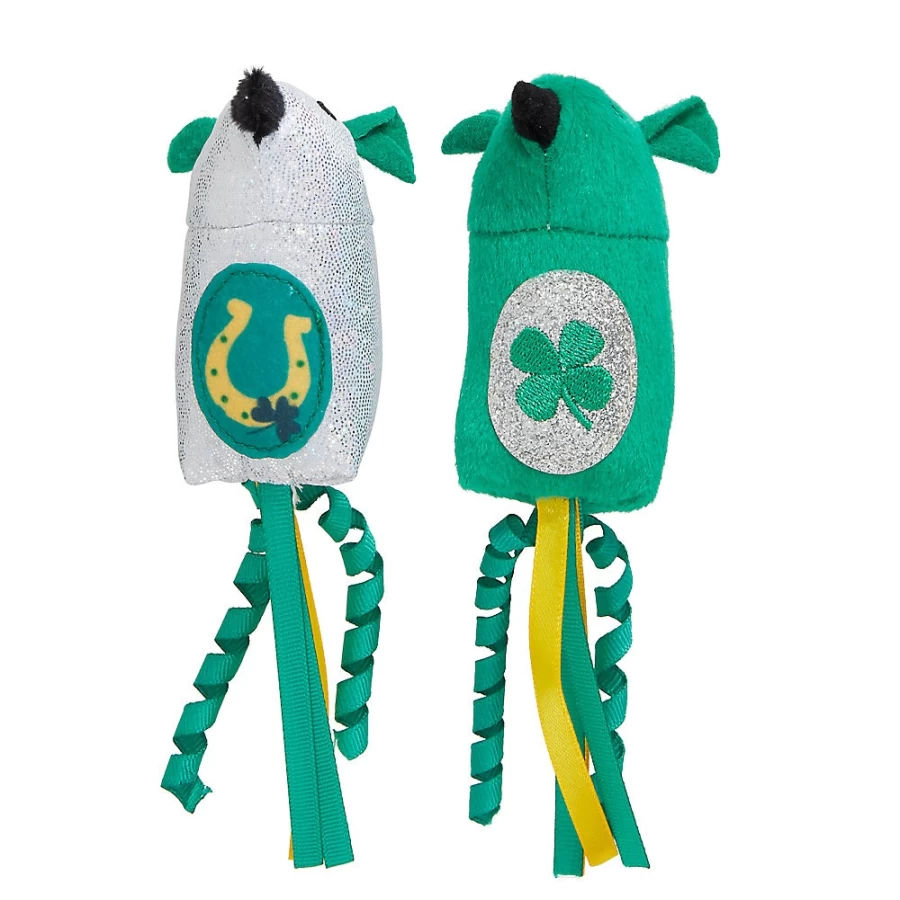 PetSmart Whisker City Green & White Mice Cat Toys - 2 Pack Interactive Play for Cats