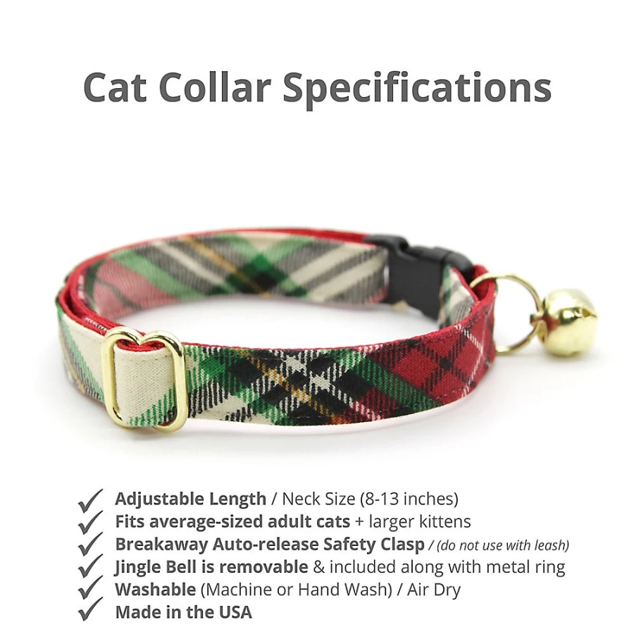 PetSmart Holiday Plaid Breakaway Cat Collar - Made by Cleo Birchwood, Festive & Safe for Cats
